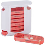 Pilulier 7 jours 4 compartiments bote mdicaments semainier matin midi soir nuit, blanc - rouge - relaxdays ...