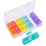Pilulier 7 jours matin midi soir fran�ais pilulier semainier 21 compartiments multicolores avec trousse ...