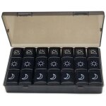 Pilulier hebdomadaire 7 jours 3 compartiments matin midi soir noir