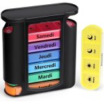 Pilulier semainier franais (matin, midi, soir et nuit) - empilables tour  mdicaments 7 jours 28 compartimen ...