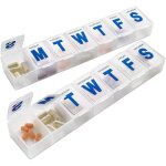Pilulier semainier, planificateur de pilule 7 jours très grand, 2 packs Pilulier semainier, planificateur de pilule 7 jours très grand, 2 packs