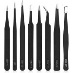 Pince brucelle, 8pcs pincettes de prcision esd et coupe - fil micro kit, brucelles antistatique pour ...