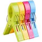 Pinces � linge, 4pcs pinces serviette plage, clip de brise - vent, durable grosse pince plastique pour ...