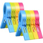Pinces � linge, 8pcs pinces serviette plage, clip de brise - vent, durable grosse pince plastique pour ...