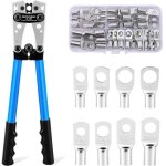 Pince � sertir pour c�ble de batterie de 6 � 50 mm� (10 � 1 awg) avec 60 cosses en cuivre, 8 tailles, ...