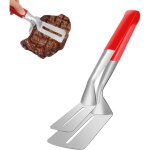 Pince � steak en acier inoxydable, 2 en 1 multifonction pinces � steak, spatule double face pince � barbecue, ...