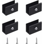 Pince � verre, 4 pi�ces de support d'�tag�re en verre murale support tablette verre noir, fixation tablette ...