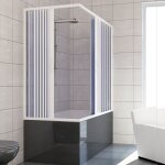 Idralite - pare - baignoire avec porte pliable en pvc h 150 mod. nadia 70x150 avec ouverture centrale ...