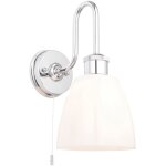 Piper applique de salle de bain chrome, verre opale brillant, 1 x e27 - endon