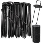 Piquets de fixation, piquets de jardin en acier au carbone, 40 noirs + 40 rondelles noirs, sardines de ...