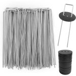 Piquets de jardin, 50 piquets de fixation en acier galvanis� avec 50 rondelles noir, agrafes toile de ...