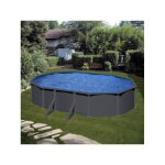 Gre ? piscine hors sol ovale en acier gris anthracite 5, 27 x 3, 27 x h. 132 cm ? volume 22, 5 m� ? installati ...