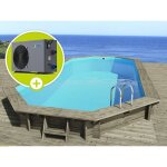 Piscine bois   ibiza 145   - 8. 57 x 4. 57 x 1. 45 m + pompe � chaleur - puissance 6. 1 kw