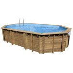 Ubbink - piscine bois azura octogonale 400x750x130cm liner bleu