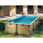 Piscine bois ubbink azura rectangulaire 350x505x126cm liner bleu