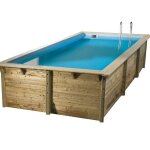 Ubbink - piscine bois sunwater rectangulaire 300x555x140cm liner bleu