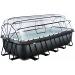 Piscine exit black leather 540x250x122cm avec pompe filtrante � sable et d�me et pompe � chaleur - noir ...
