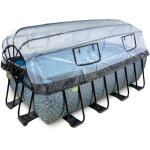 Piscine exit stone 400x200x122cm avec pompe filtrante � sable et d�me - grise