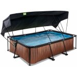 Piscine exit wood 220x150x65cm avec pompe filtrante et voile d'ombrage - marron