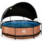 Piscine exit wood 300x76cm avec pompe filtrante et voile d'ombrage - marron