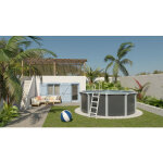 M&s - piscine hors sol acier ronde  4, 55 x 1, 32 m anthracite osmose