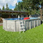Piscine hors sol acier et rsine ovale 7, 30 x 3, 65 x 1, 32 m gris dgrad liberty