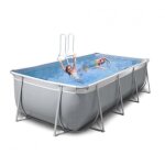Piscine hors sol rectangulaire 460x265 h125 new plast gris blanc compl�te futura 460