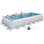 Piscine hors - sol rectangulaire bestway power steel 56474, 732 x 366 x 132 cm, gris clair