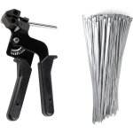 Pistolet � serre c�bles avec 100 colliers en acier inoxydable, outil de fixation m�tallique avec fonction ...