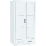 Placard armoire meuble de rangement en mdf et pin massif laqu blanc - longueur 105 x profondeur 55 x ...
