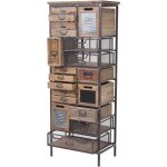 Placard de pharmacien hhg 067, commode, bois massif de sapin, vintage, style shabby 143x56x33cm