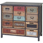 Hhg - placard de pharmacien 069, commode, bois massif de sapin, vintage, style shabby 90x84x32cm
