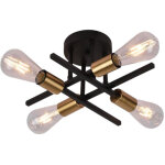 Plafond plafond l�ger design industriel moderne or noir 4 porte - lampe e27 pn - 16