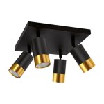 Plafonnier 4 spots orientables carr� noir et or pour ampoule gu10 - silamp