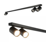 Plafonnier � 4 spots orientables ip20 gu10 230v malga 4 line noir edo solutions