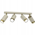 Plafonnier beige 4 ampoules tube dor� gu10 led spot