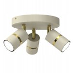 Plafonnier beige or, orientable 3x gu10