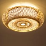 Senderpick - plafonnier boho antique bambou plafonnier r�tro cr�atif abat - jour rotin lustre 3 lumi�re ...
