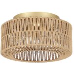 Plafonnier boho style, plafonnier en rotin 3 flammes salon, lampe de plafond boho avec abat - jour en ...