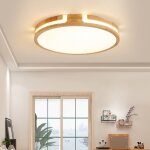 Plafonnier bois, dimmable 3000k - 6000k 24w luminaire plafonnier bois, pour chambre, salon, cuisine, ...