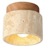 [jamais utilis] plafonnier en bois, marbre et pierre, style moderne du milieu du sicle, semi - encastr, ...