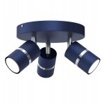 Plafonnier cercle bleu marine spot gu10 chrome