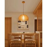 Plafonnier citrouille nordique luminaire suspendu japonais luminaire en bois massif pour chambre cuisine ...
