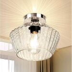 Plafonnier en cristal e27, lustre moderne chrome avec 3 tons de lumi�re r�glables - 60w sans scintillement ...