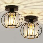 Plafonnier en cristal, luminaire e27 lustre moderne noir, plafond semi - encastr� pour salon, chambre, ...