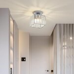 Plafonnier en cristal moderne, mini plafonnier en cristal argent� e27, lustre carr� en cristal, pour ...