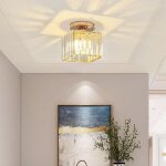 Plafonnier en cristal moderne, mini lustre dor� e27 abat - jour carr�, pour couloir entr�e cuisine chambre ...