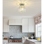 Plafonnier en cristal moderne, mini lustre rond argent� e27, pour couloir salon chambre cuisine entr�e ...