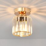 Plafonnier dor� en cristal industriel, luminaire e27 lustre suspension design m�tal �135mm, eclairage ...
