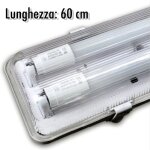 Plafonnier �tanche avec 2 tubes n�on led de 60 cm pour plafond et mur ip65
